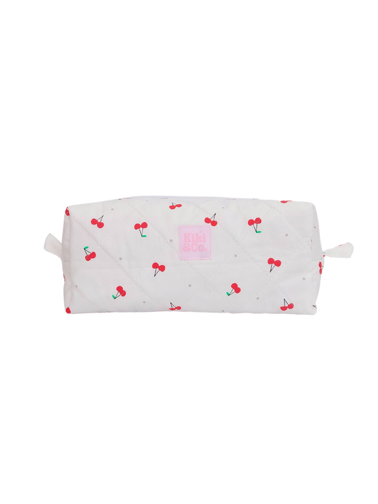 Quilted Makeup Bag- Cherry