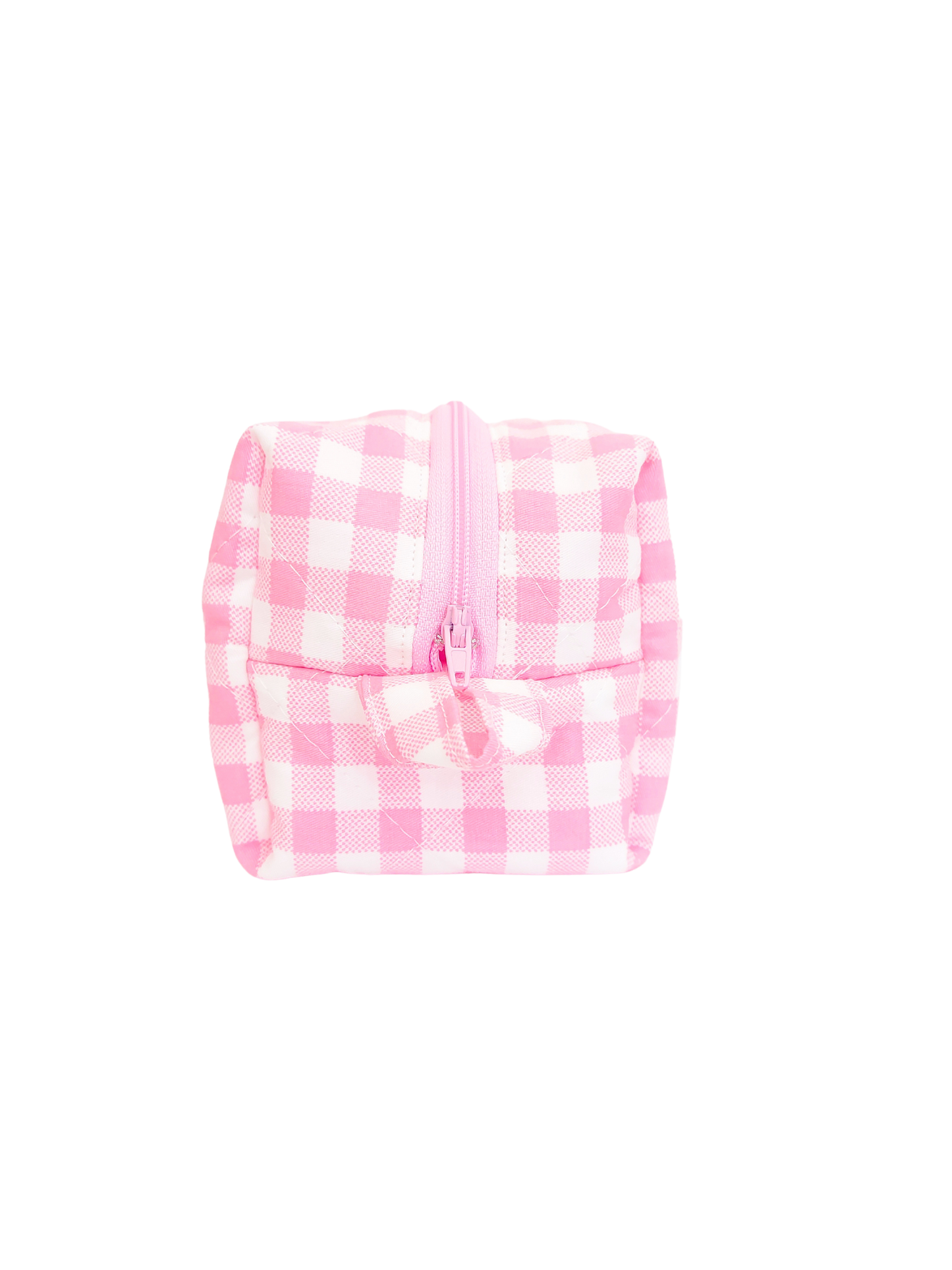 Quilted Makeup Bag- Pink Gingham PRE-ORDER