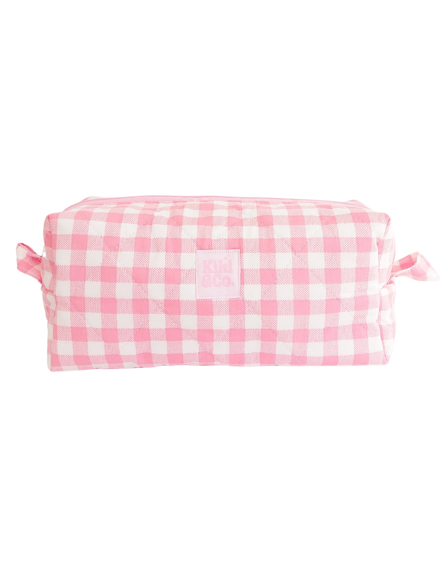 Quilted Makeup Bag- Pink Gingham PRE-ORDER