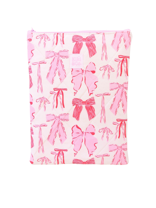 Quilted Book Sleeve - Red/Pink Bows