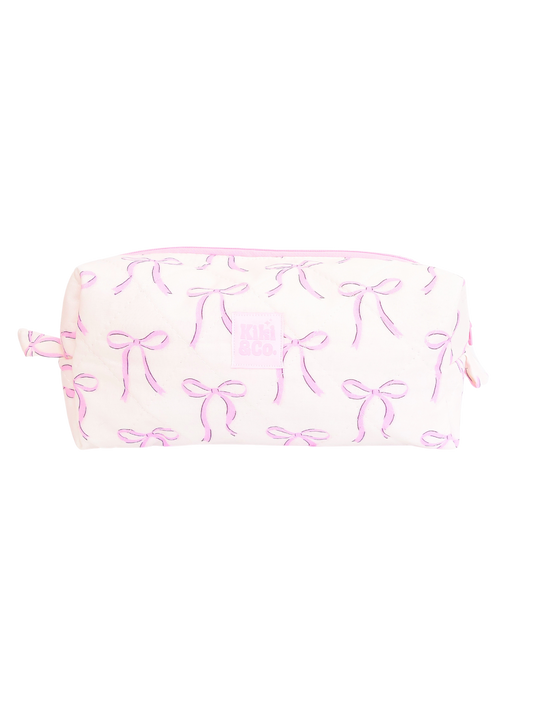 Quilted Makeup Bag- Lilac Bows