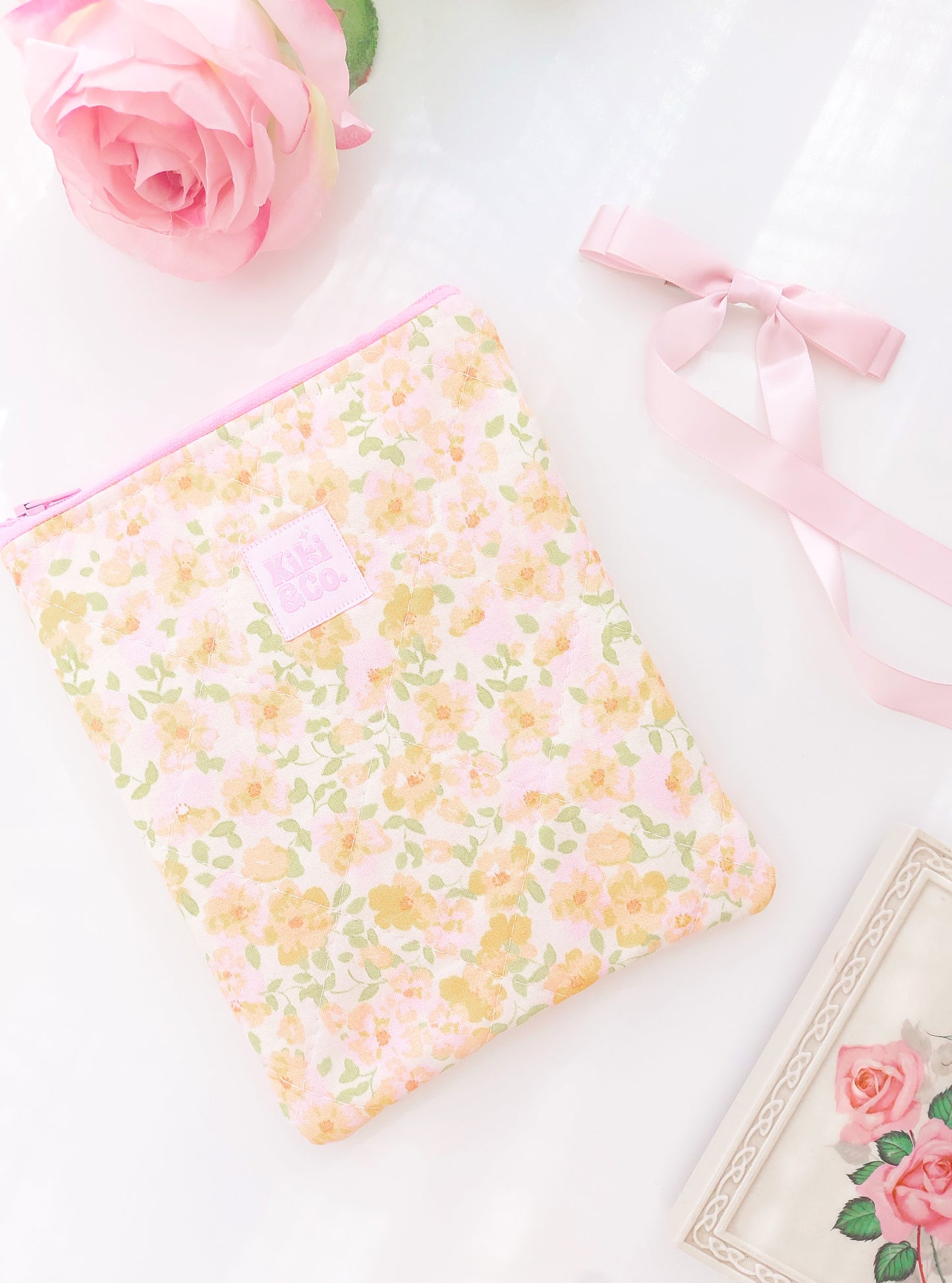 Quilted eReader Sleeve - Camellia