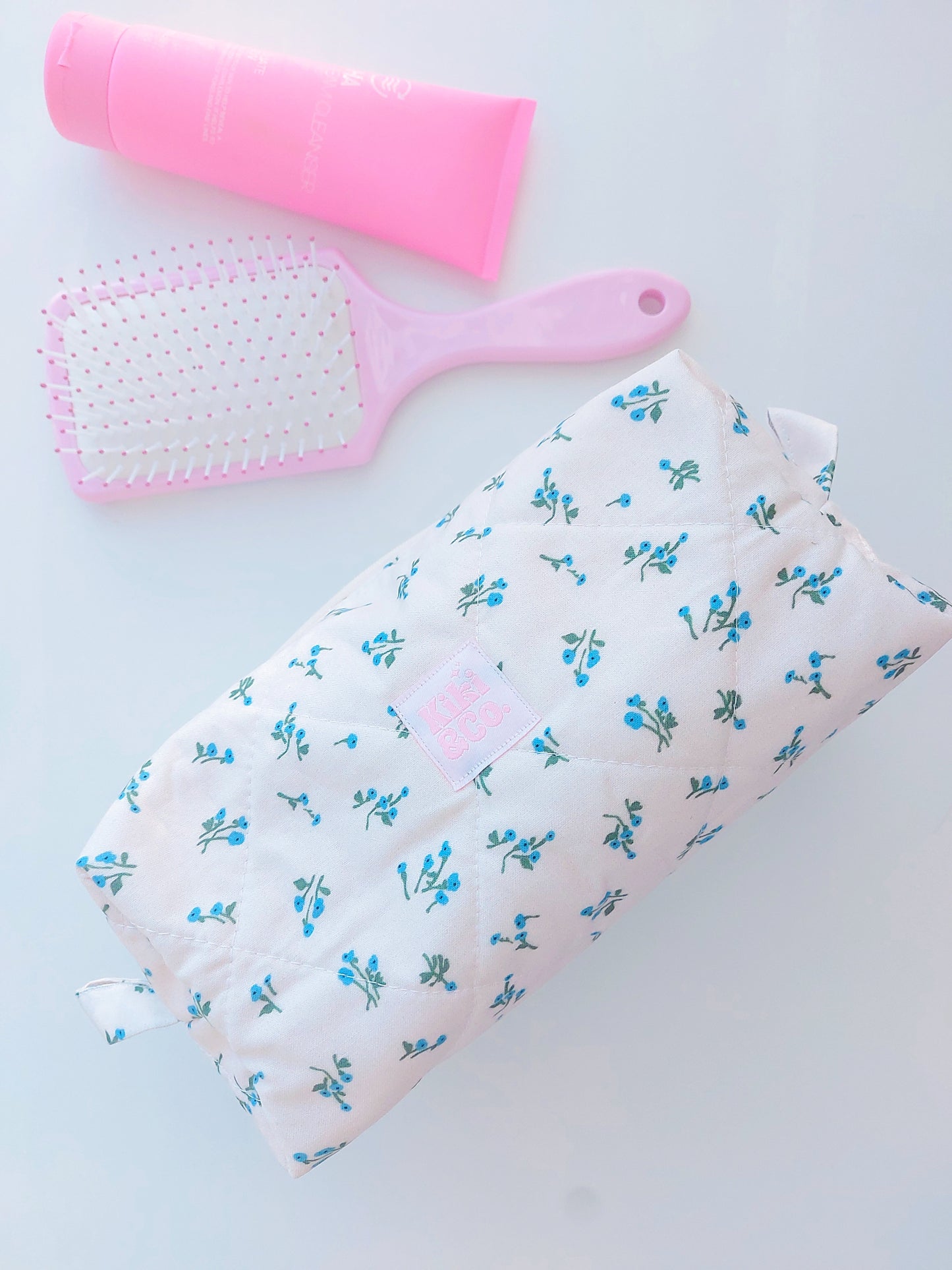 Quilted Makeup Bag- Forget Me Not