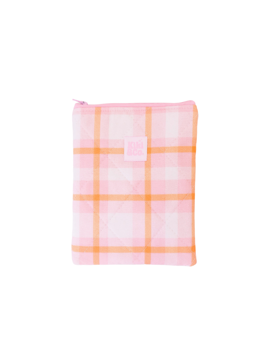 Quilted eReader Sleeve - Pink/Orange Plaid