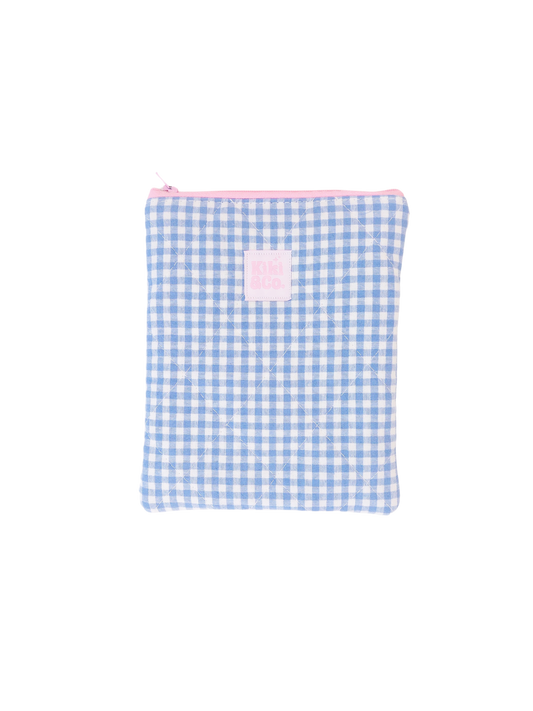 Quilted eReader Sleeve - Blue Gingham