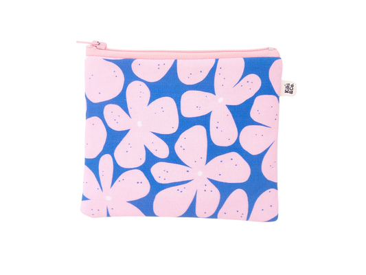 Mini Handbag Zipper  - Blue Pink Daisy's